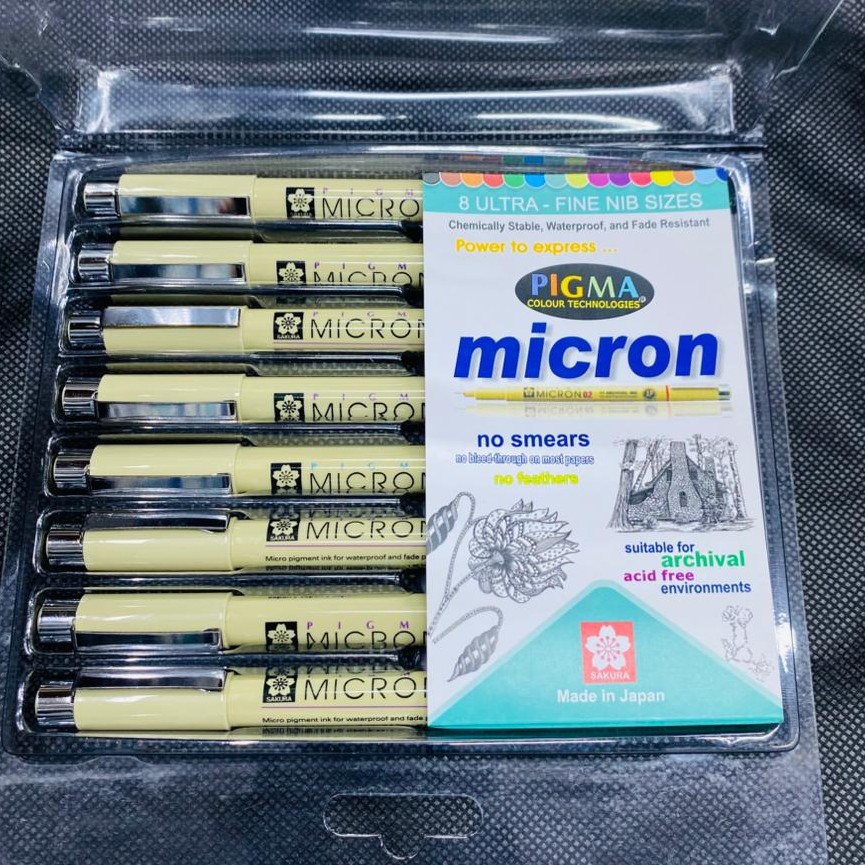 Original SAKURA PIGMA MICRON BLACK SET OF 8 image 2