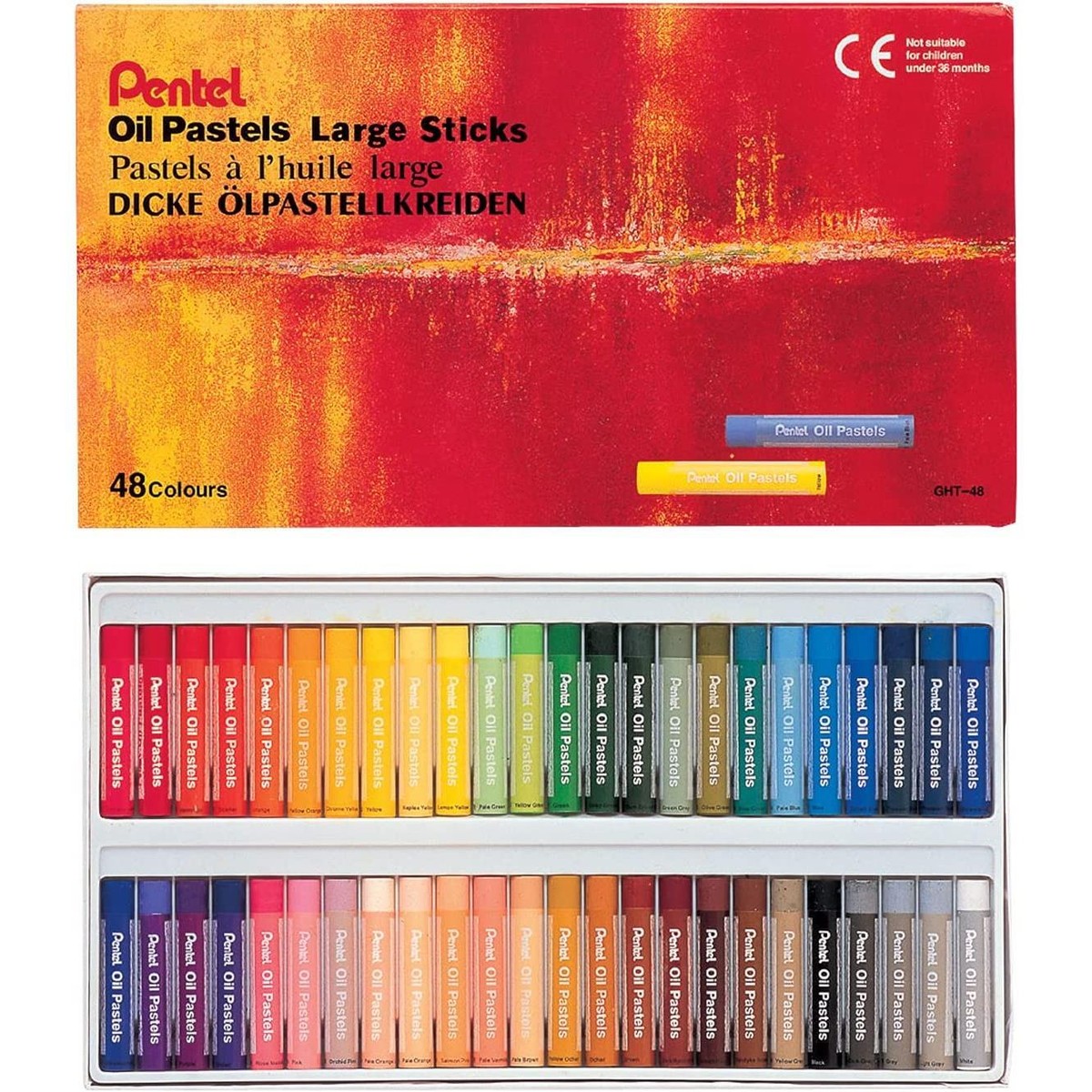 Pentel artist Professional Oil Pastel Large Stick 48 Colors Set - GHT-48 image 2