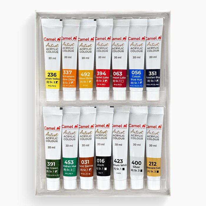 Camel Artist Acrylic Colour 20ml Tubes 14 Shades image 2
