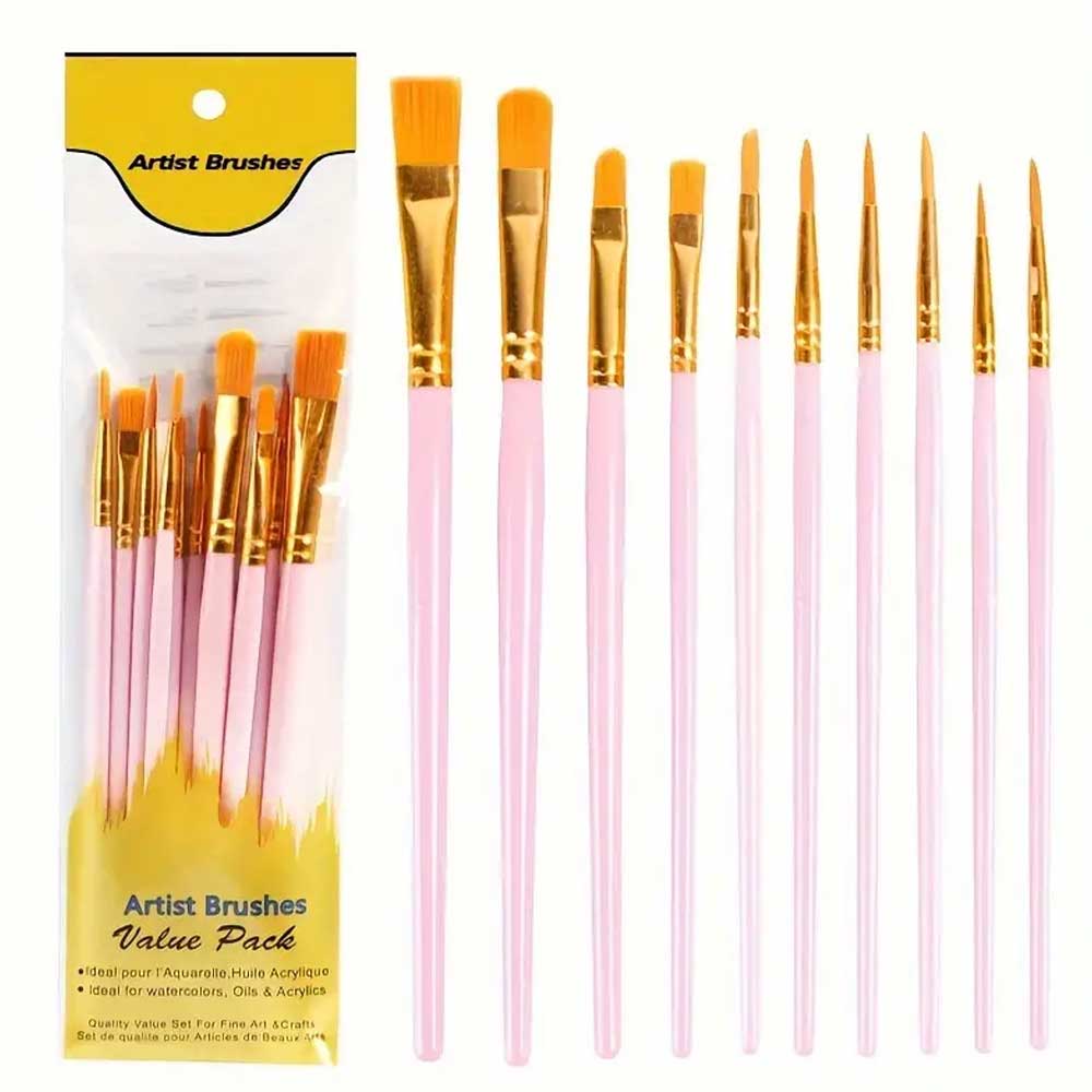 Keep Smiling Artist Paintbrush Set 10pcs (Multicolour) image 4