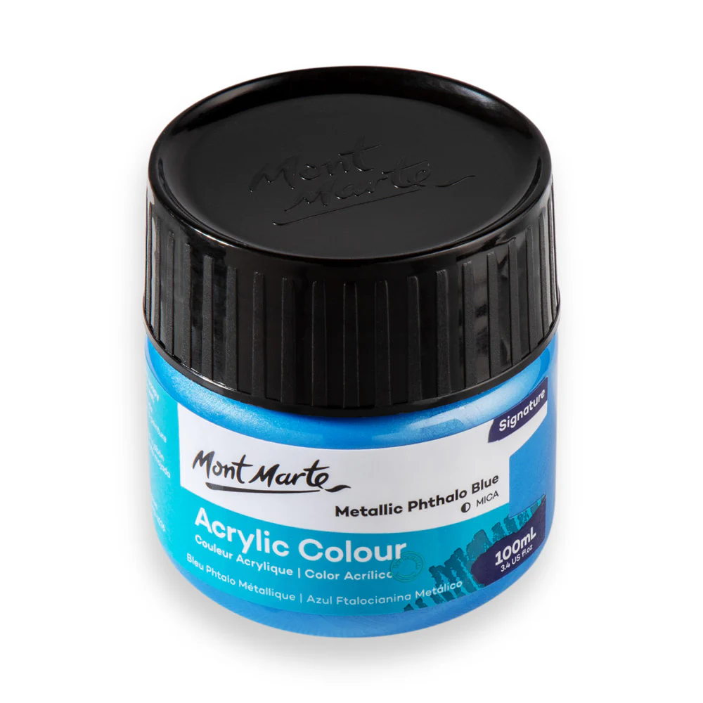 Mont Marte Acrylic Colour Paint 100ml Metallic Phthalo Blue image 2