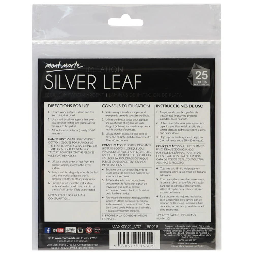 Mont Marte Silver Leaf 14x14cm 25 Sheet image 2