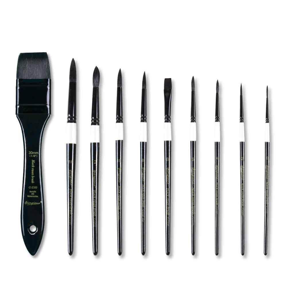 Giorgione Wooden Box Black Swan Watercolor Brushes Set 10Pcs G-S300 image 3