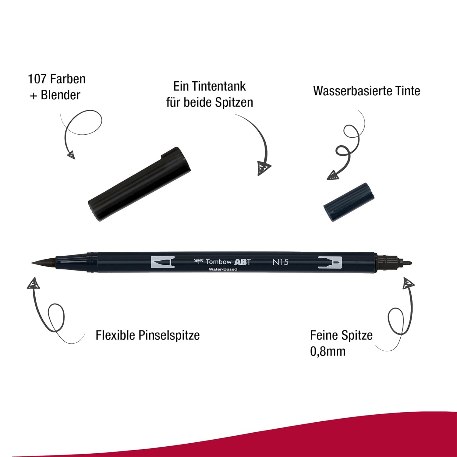 Tombow Dual Brush Pen,Abt,N15 (Ab-Tn15),Black image 2