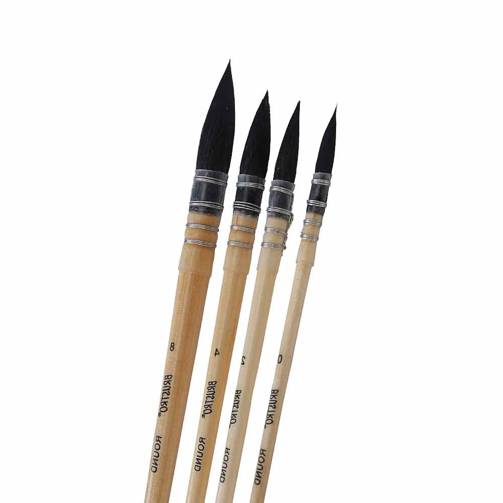 BRUSTRO Artists Natural Hair MOP Brush Set (0, 2, 4, 8) image 3