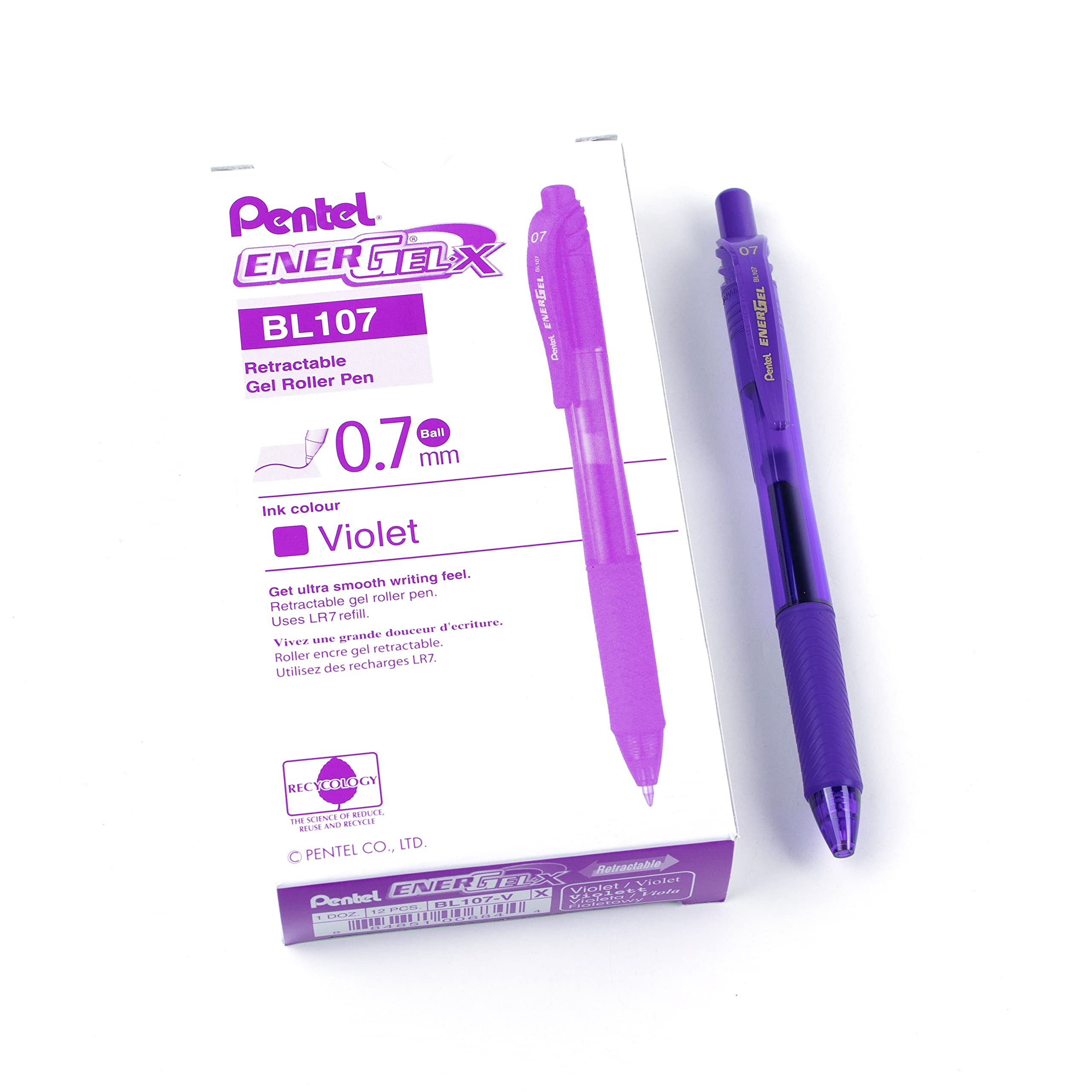 Pentel Energel Gel Pen Violet Ink (0.7mm) - 1 Pcs - BL107-VX image 3