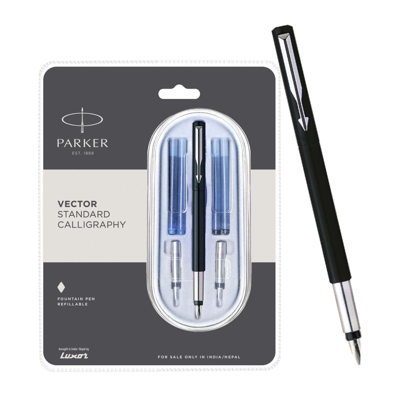 Parker Vector Standard Chrome Trim Calligraphy Fountain Pen image 7