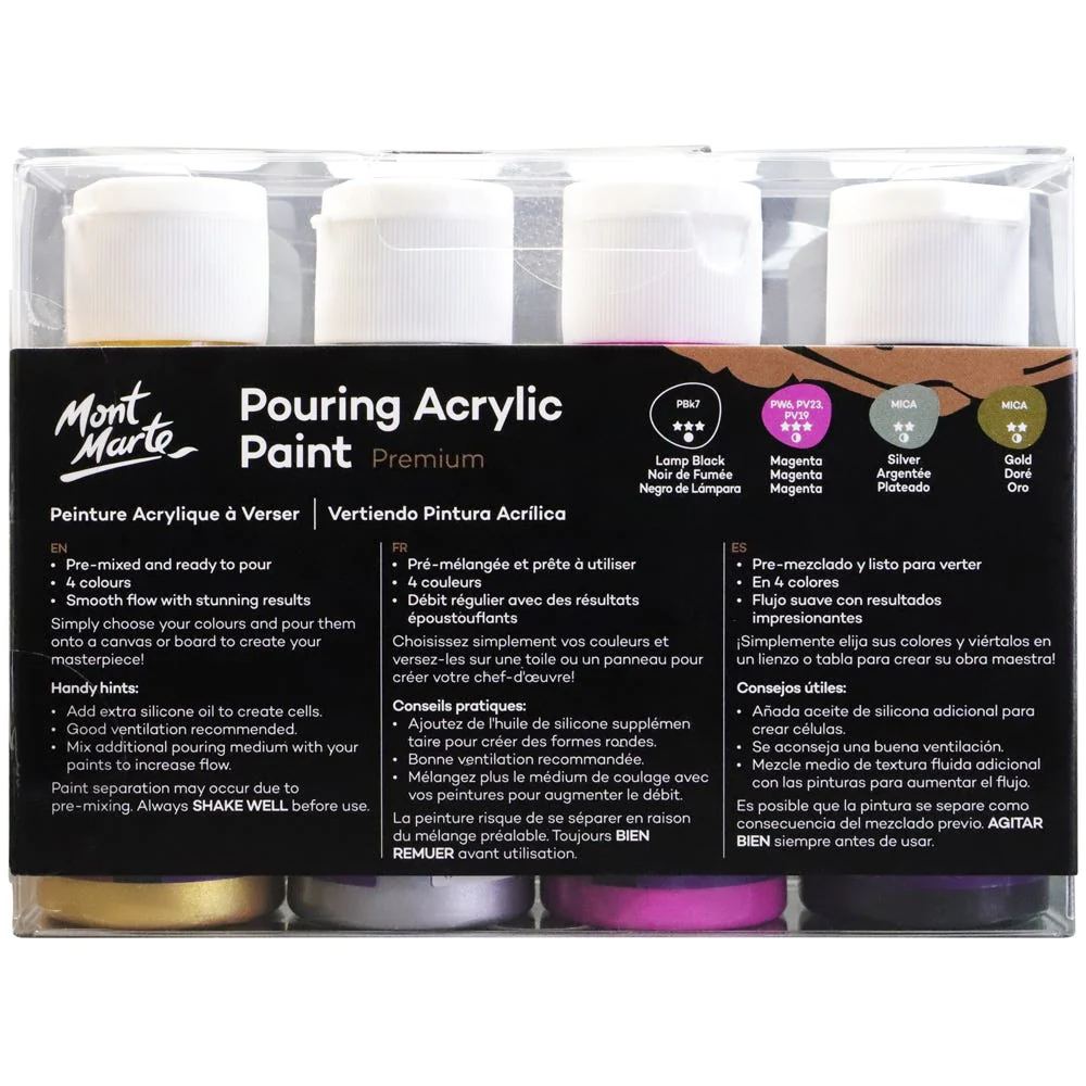 Mont Marte Pouring Acrylic Paint Set 4pc x 60ml- Cosmic image 4