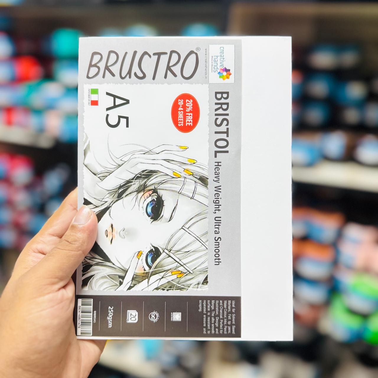Brustro Bristol Paper Pad — A5 250gsm, Ultra Smooth, Bright White image 2