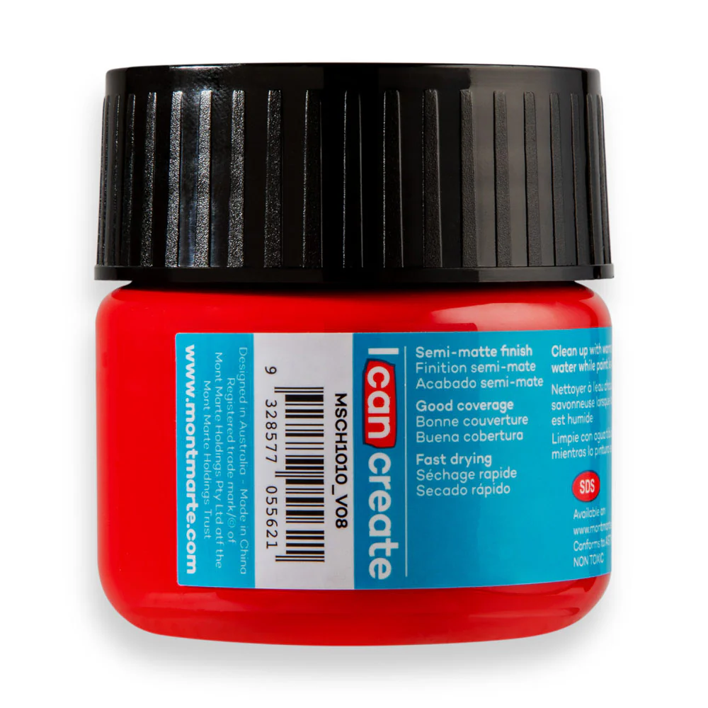 Mont Marte Acrylic Colour Paint 100ml Brilliant Red image 3