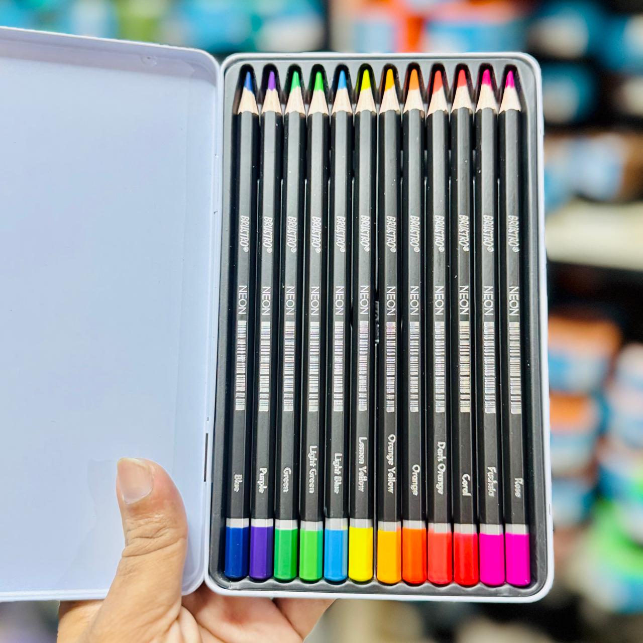 Brustro Neon Pencils — Set of 12 | 3.3 mm wax‑based leads image 3
