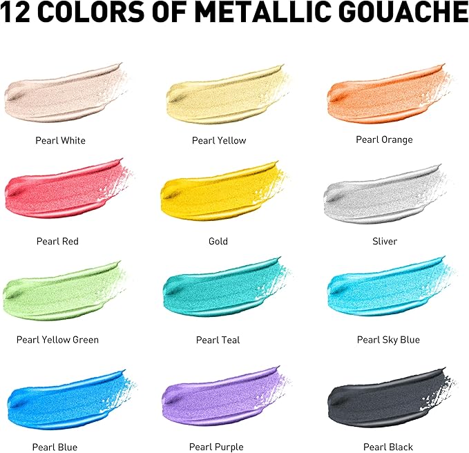 HIMI Metallic Jelly Cup Gouache Paint Set 12g 12 Colours image 5