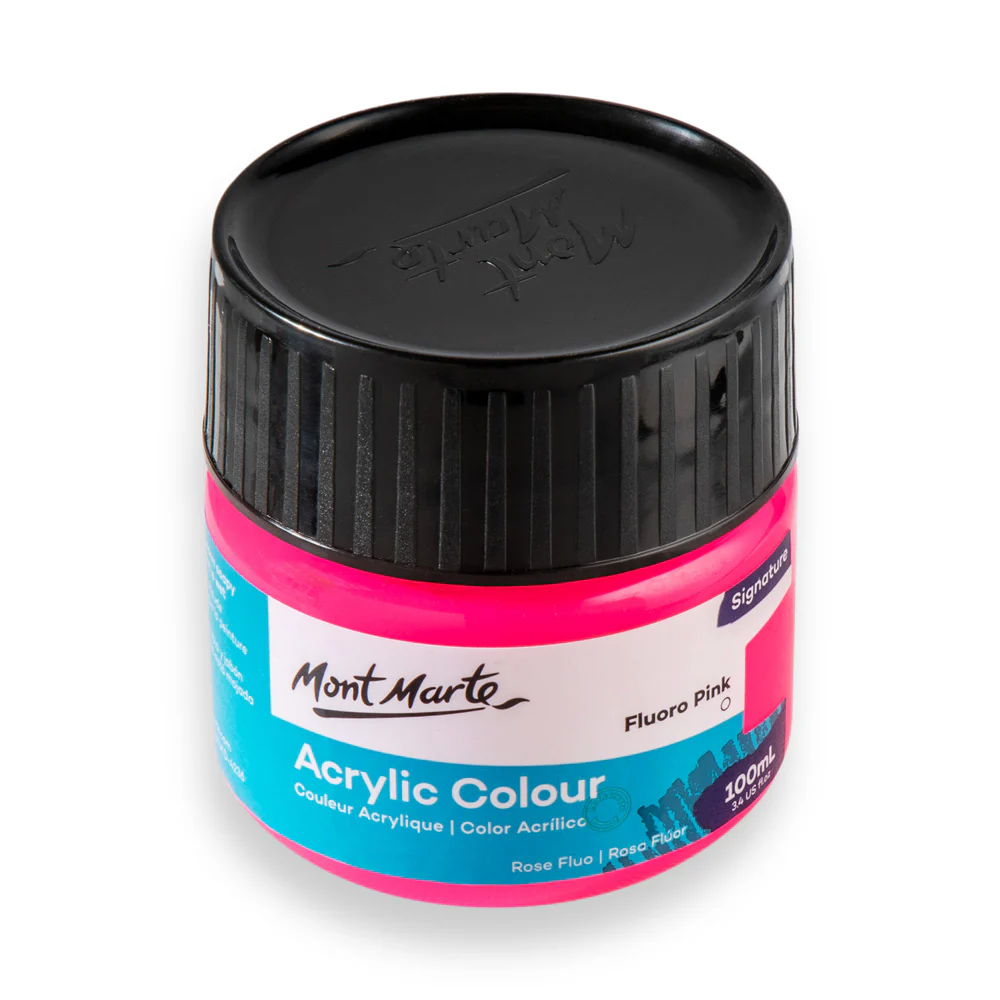 Mont Marte Acrylic Colour Paint 100ml Fluoro Pink image 2