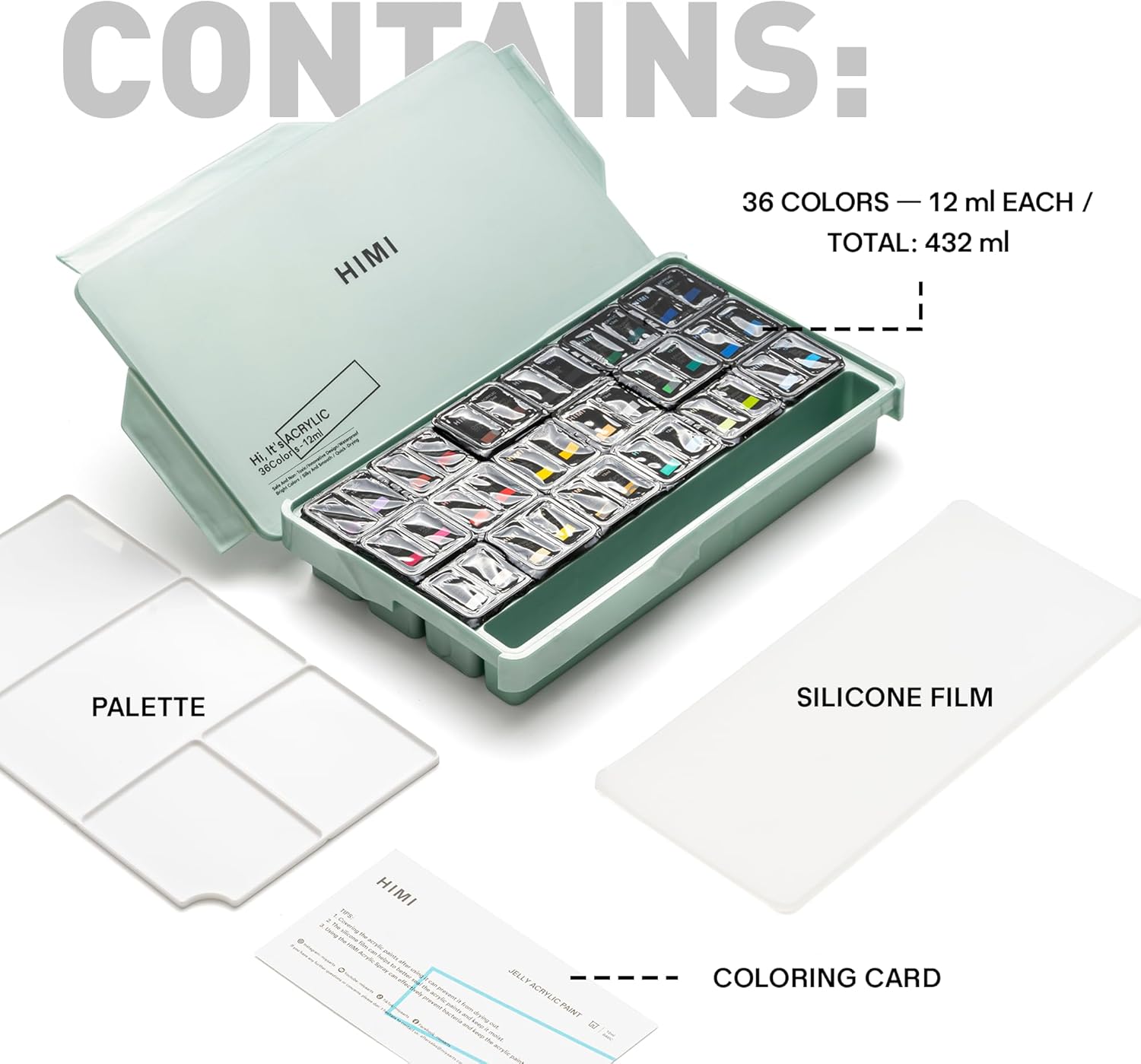 HIMI Twin Cup Jelly Acrylic Paint Set 12ml 36 Colors image 5