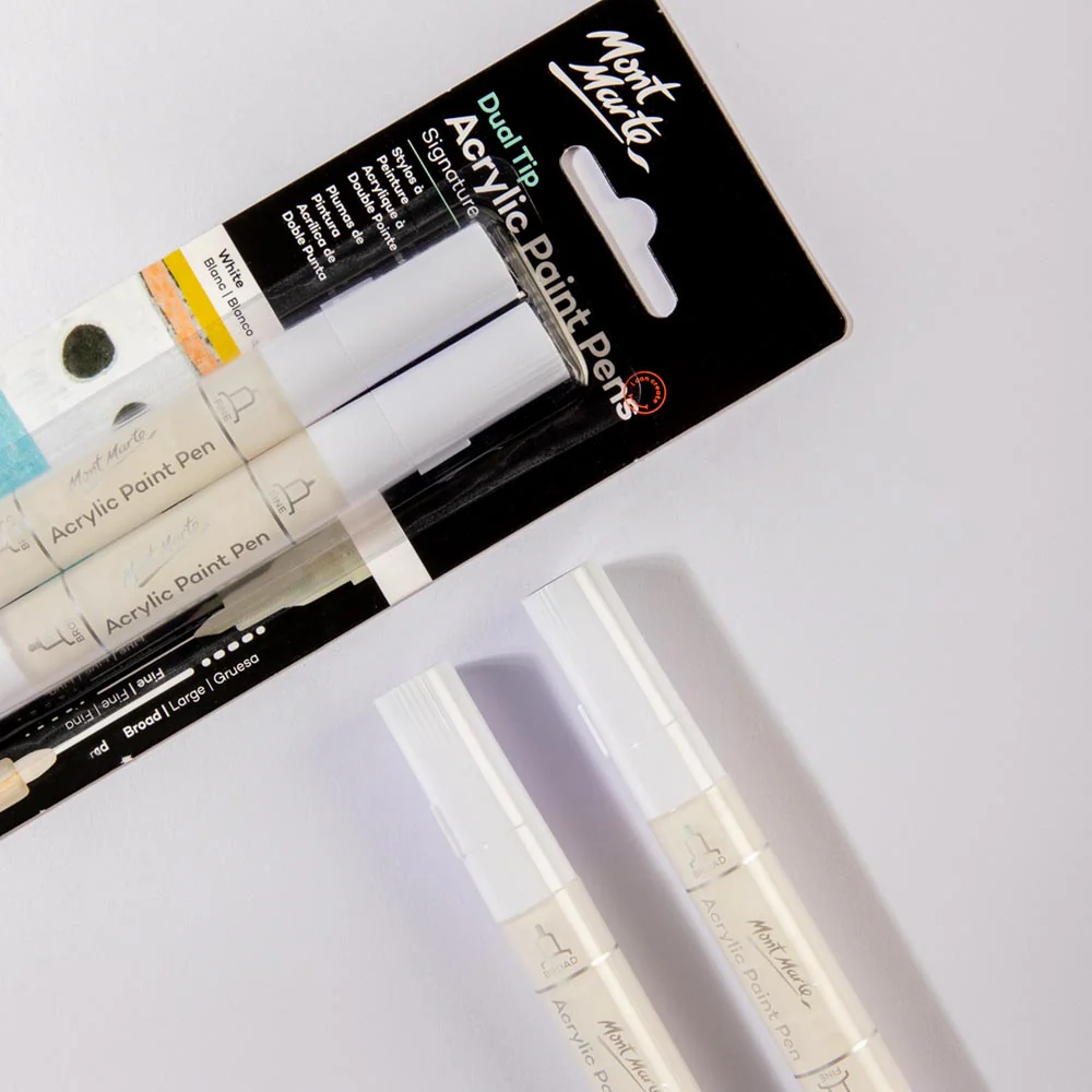 Mont Marte Dual Tip Acrylic Paint Pens White 2pc image 4