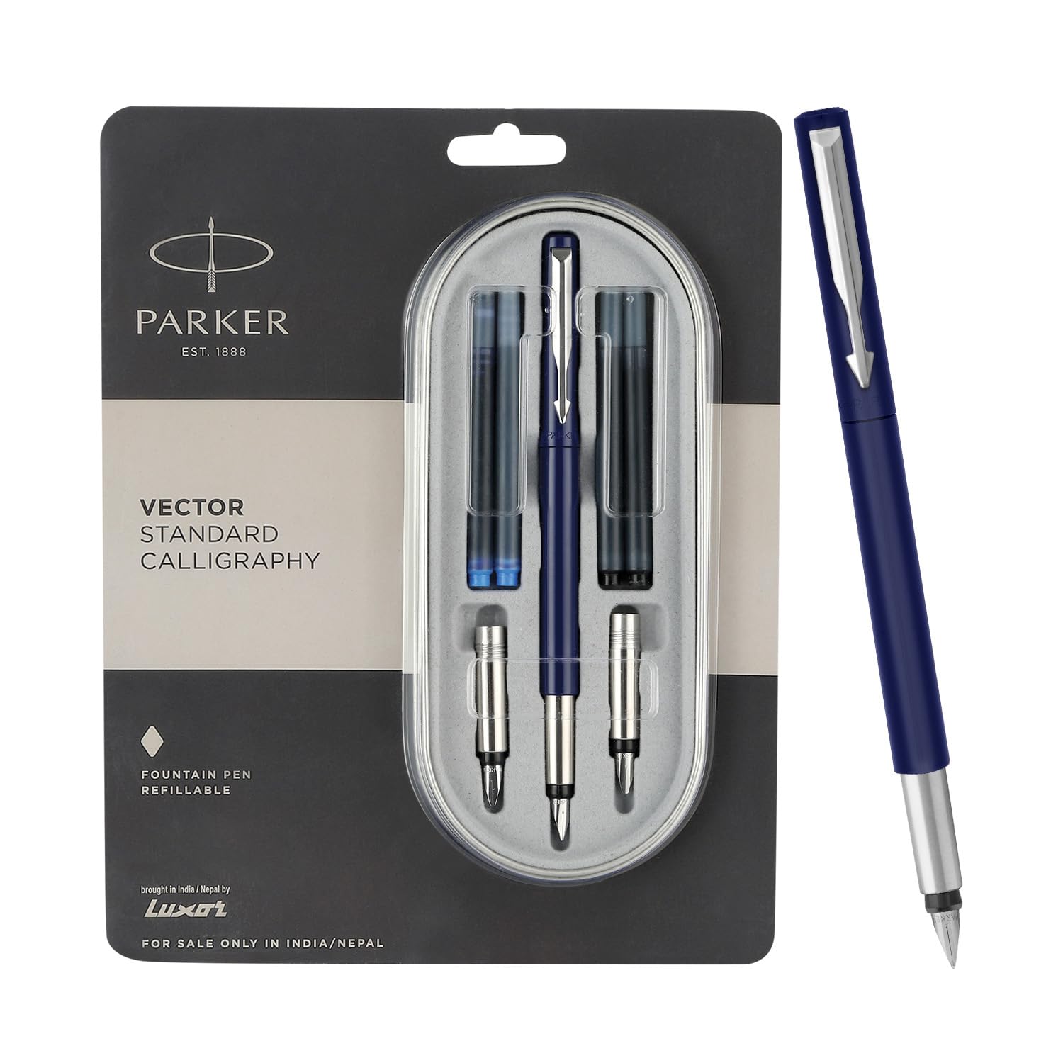 Parker Vector Standard Chrome Trim Calligraphy Fountain Pen image 5
