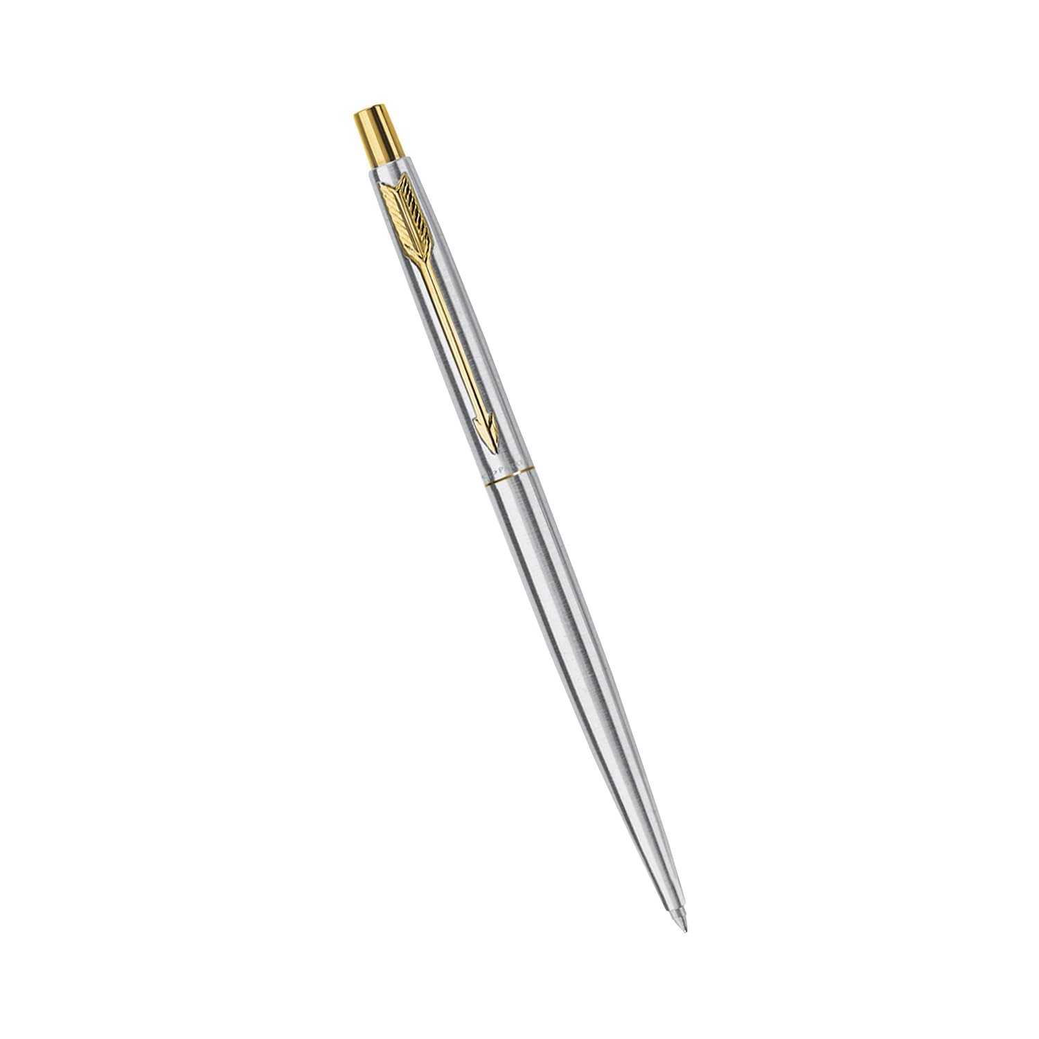 Parker Classic Stainless Steel Gold Trim Ball Pen | Blue Ink | Ballpoint Pen for Smooth Writing image 3