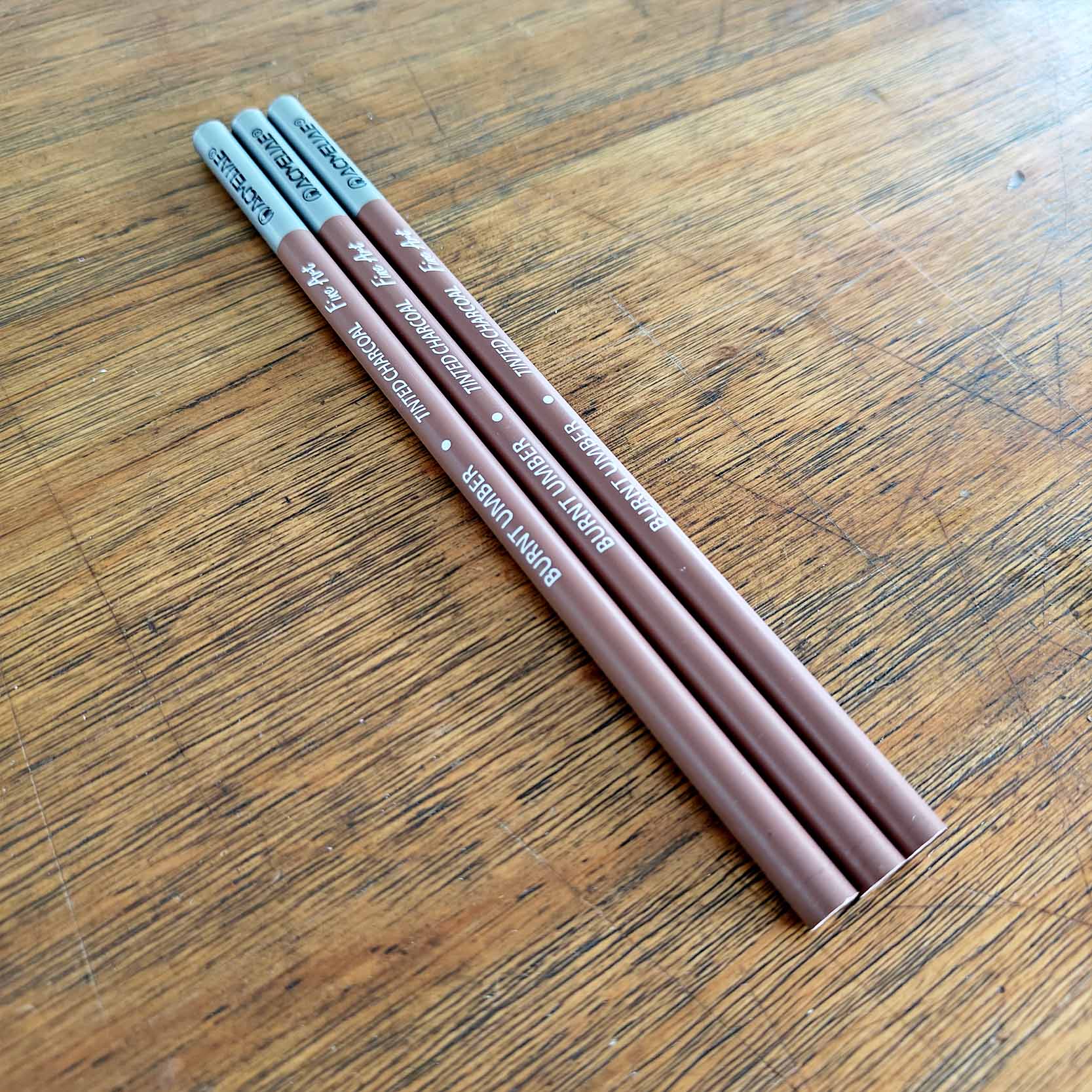 Acmeliae Tinted Burnt Umber Charcoal Pencil 3Pes Set image 2