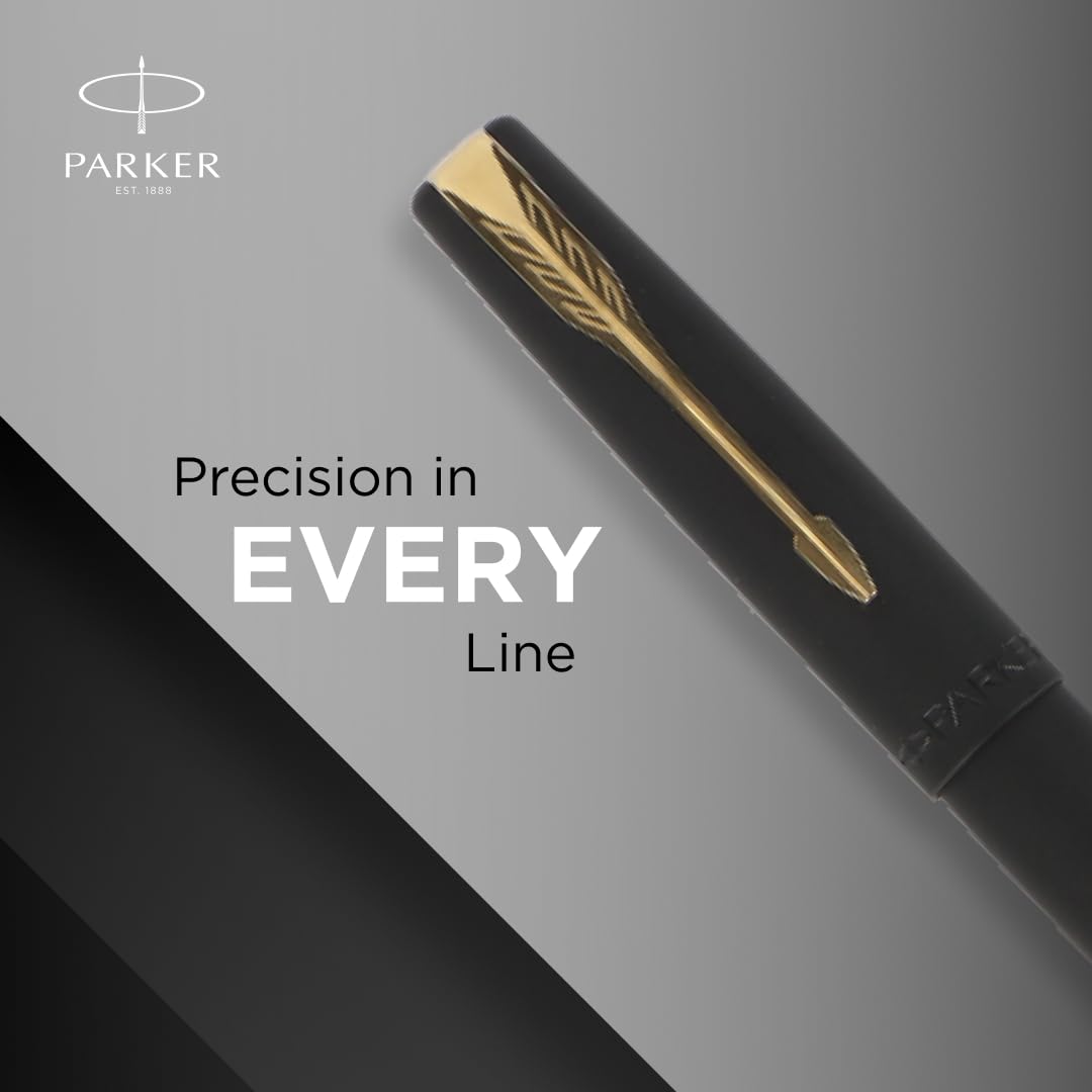 Parker Frontier Matte Black Gold Trim Fountain Pen image 4