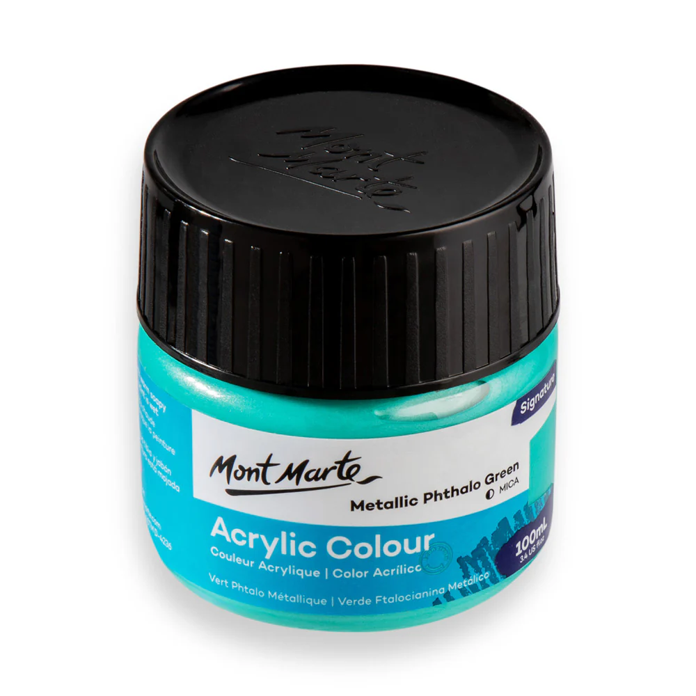 Mont Marte Acrylic Colour Paint 100ml Metallic Phthalo Green image 3