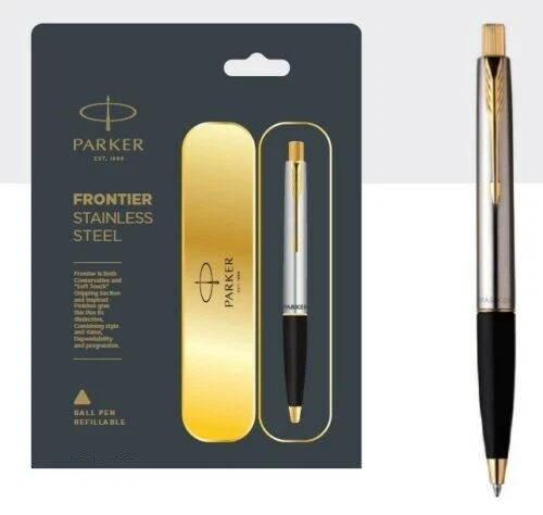 Parker Frontier Stainless Steel With Gold Plated Clip Ball Pen image 2