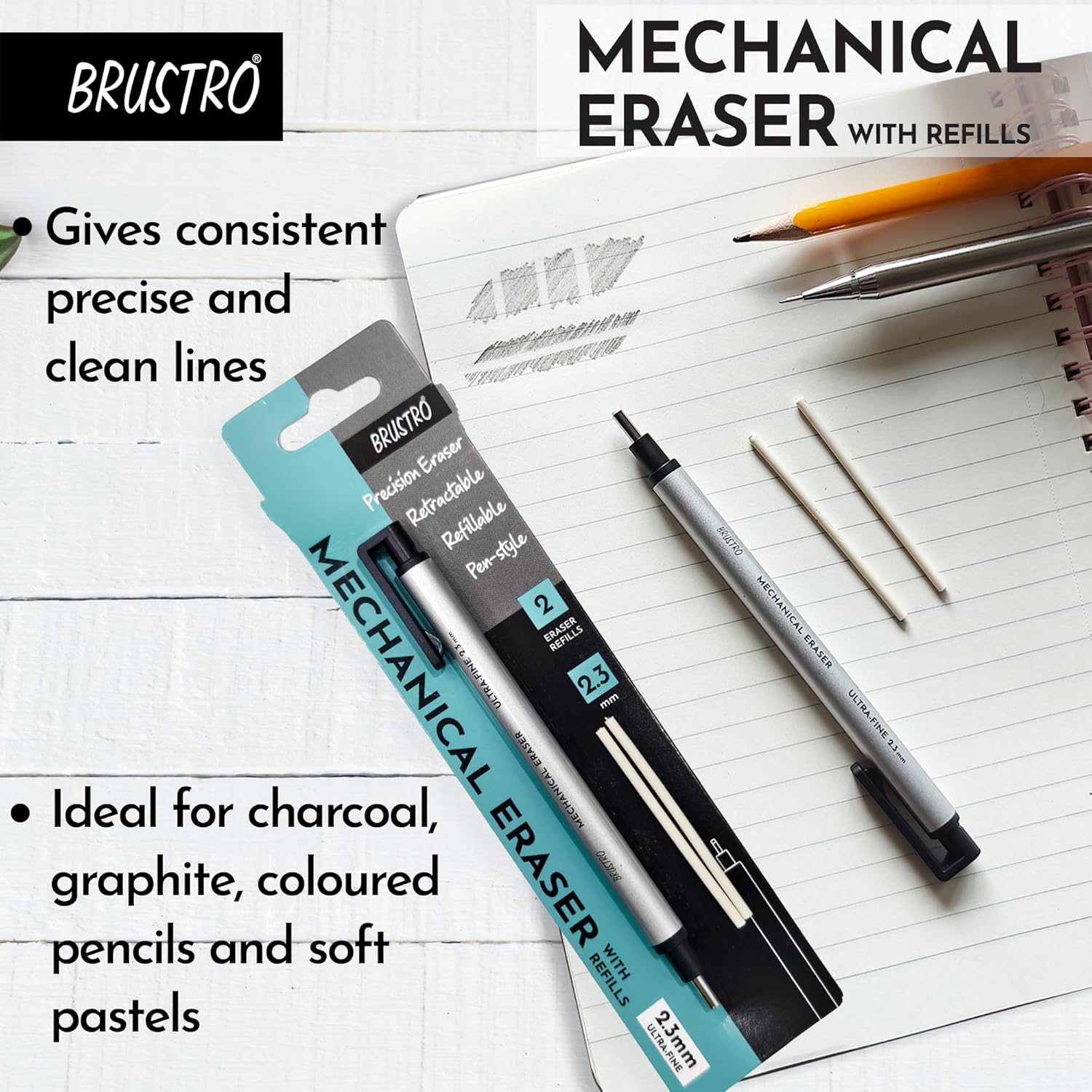 BRUSTRO Mechanical Precision Retractable Zero Eraser | 2.3mm image 5