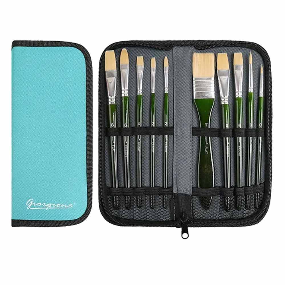 Giorgione Nylon Hair Wallet Brushe Set , Watercolour/Oil Colour/ Acrylic Colour image 2