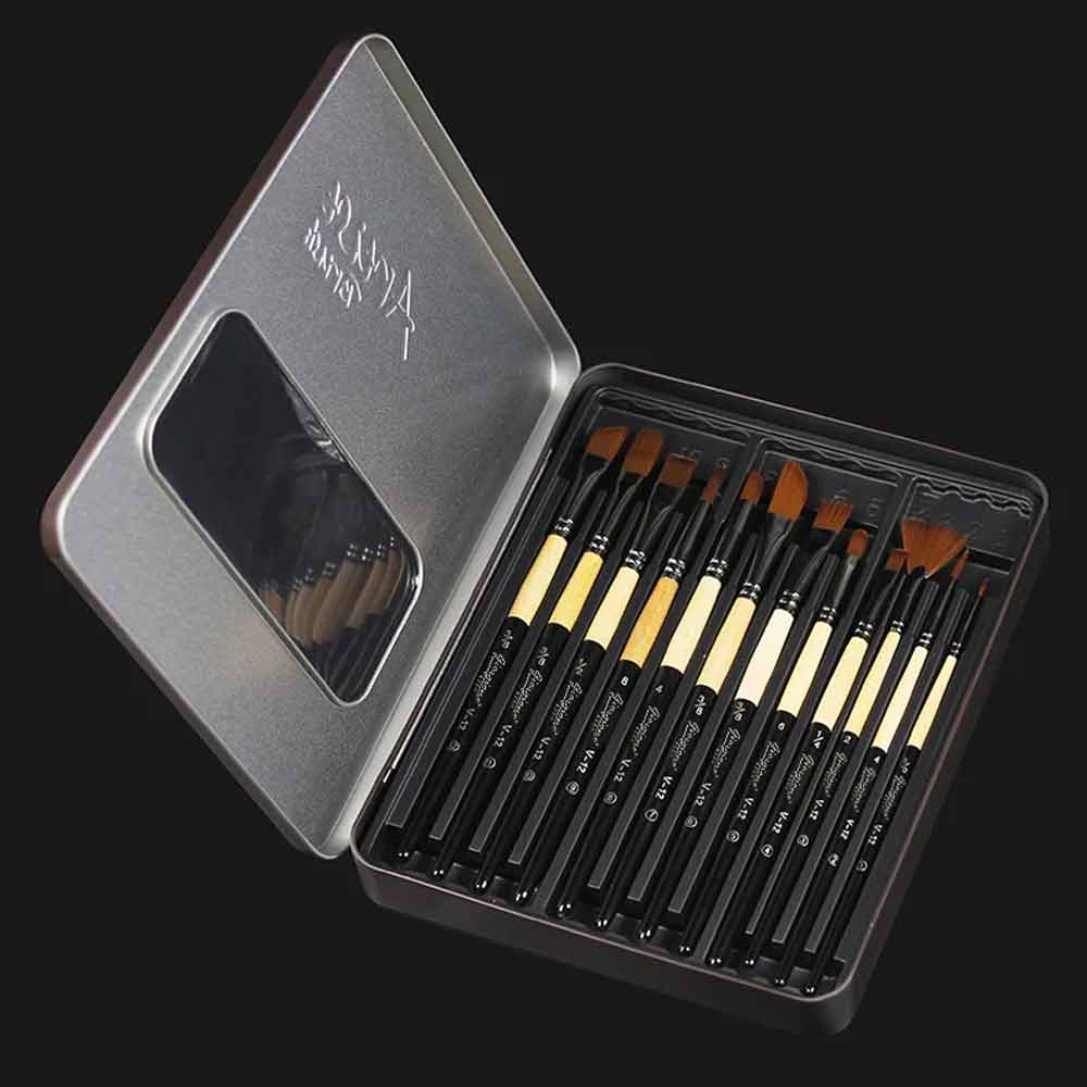 Giorgione Nylon Hair Artist Painting Brush Set 12pc image 5