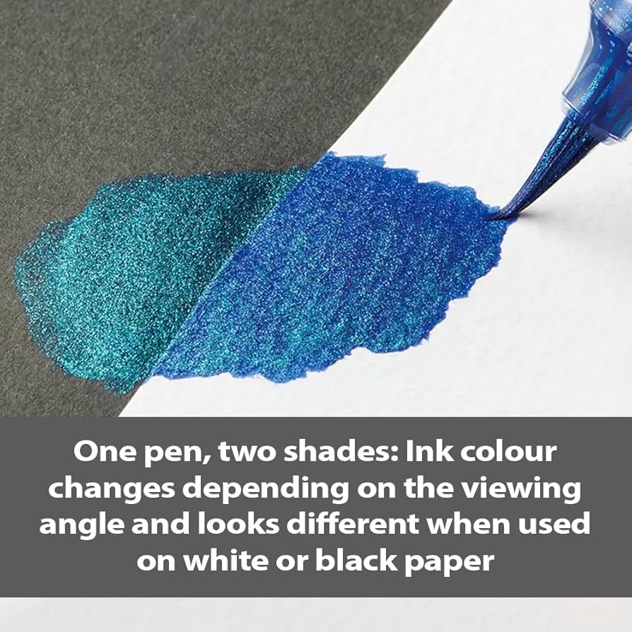 Pentel Dual Metallic Brush-Blue Plus Metallic Green - XGFH-DCX image 2