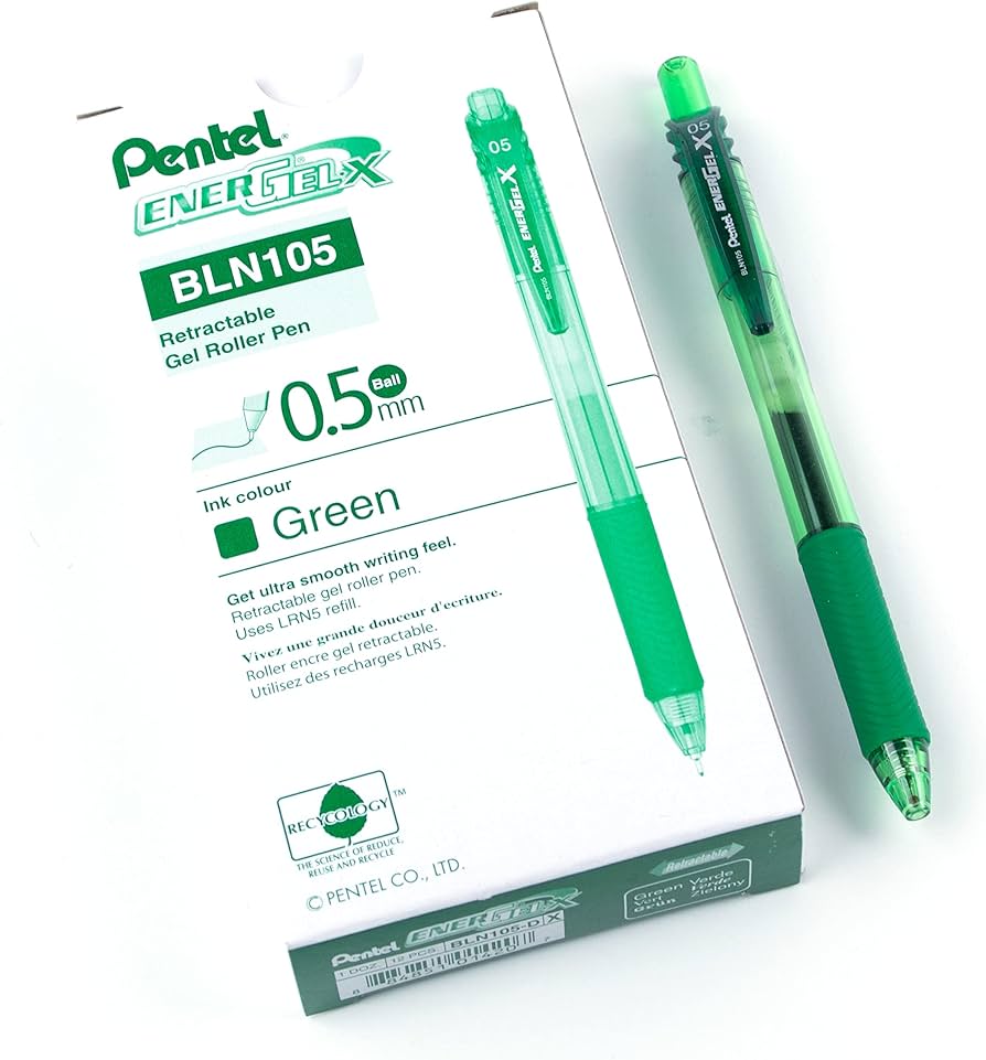 Pentel Energel Gell Pen Green Ink (0.5mm) - 1 Pcs - BLN105-DX image 3